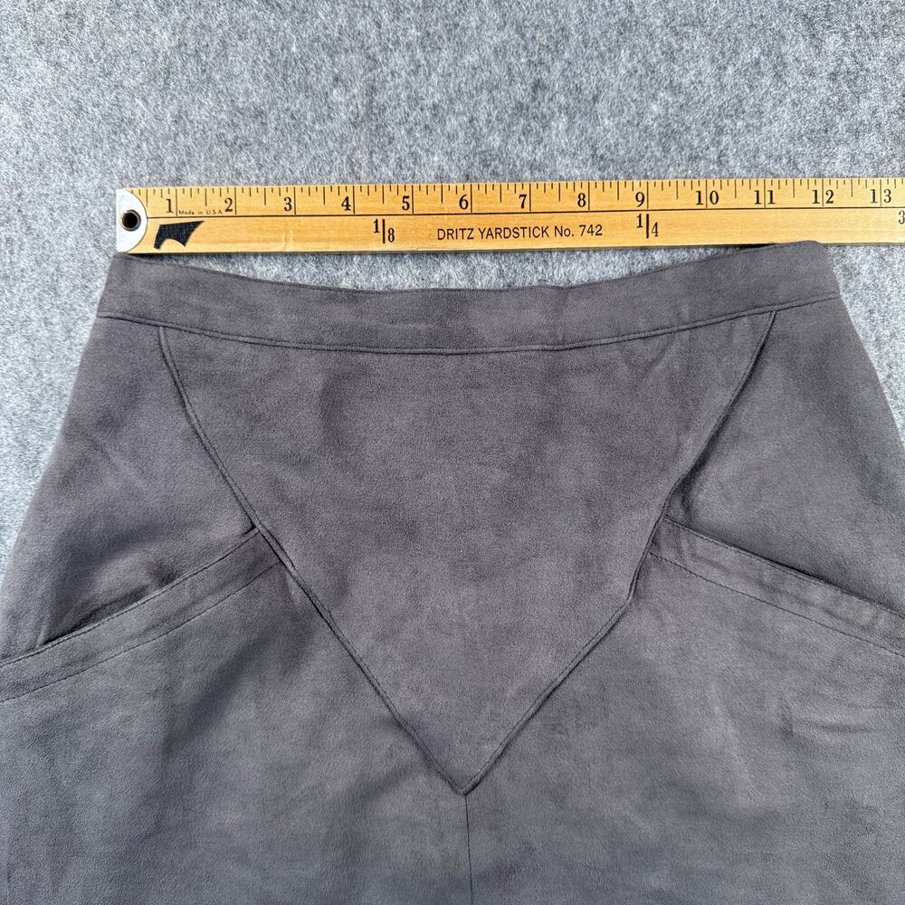 Jaase Women's M Charcoal Faux Suede Front Pockets Mini Skirt - Picture 3 of 7